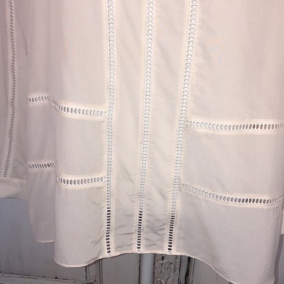 Club Monaco 100% Silk Cut Out Lace Trimmed Long Sleeve Pullover Blouse Size M - Picture 4 of 12